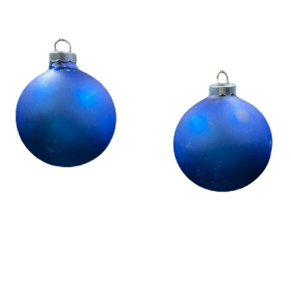 Shiny Brite 2-3/4" Matte Blue Blown Glass Ornaments Set of 2 - Picture 1 of 3
